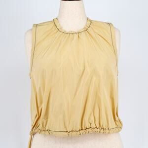 Sunnei Women Beige Sleeveless Round Neck Streetwear Taffeta Crop Top Size L